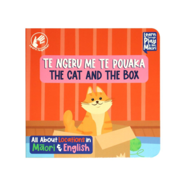 Te ngeru me te pouaka – The cat and the box (Board Book)